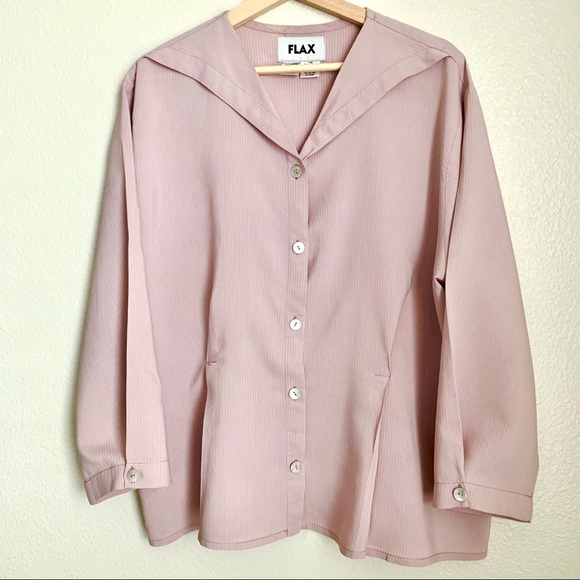 Flax Light Dusty Pink Button Down Blouse Size M - Picture 1 of 6